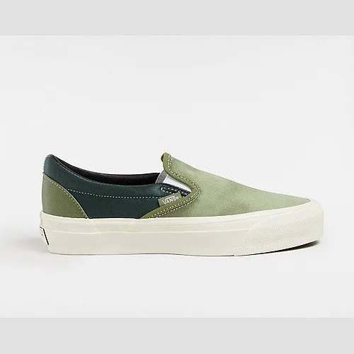 Premium Loden Green Satin Slip-On Shoes by Vans