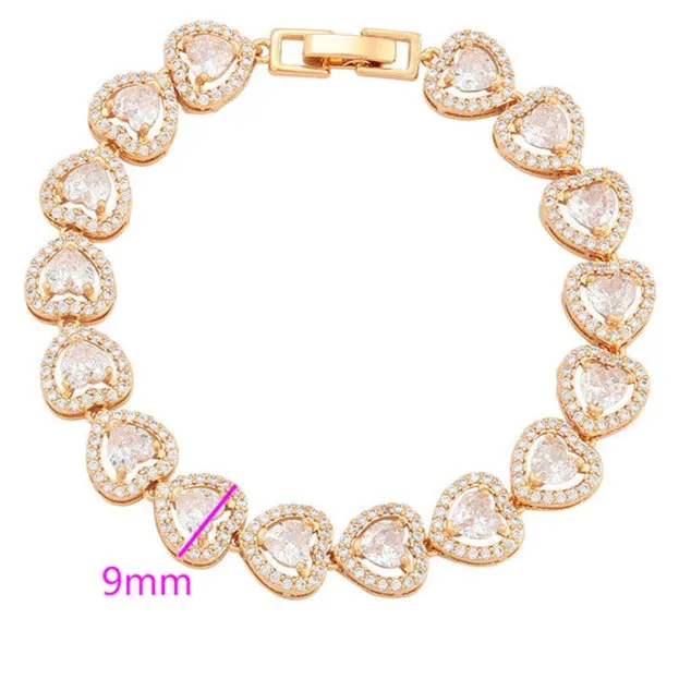 Heart Shape 18K Gold Plated Zirconia Bracelet