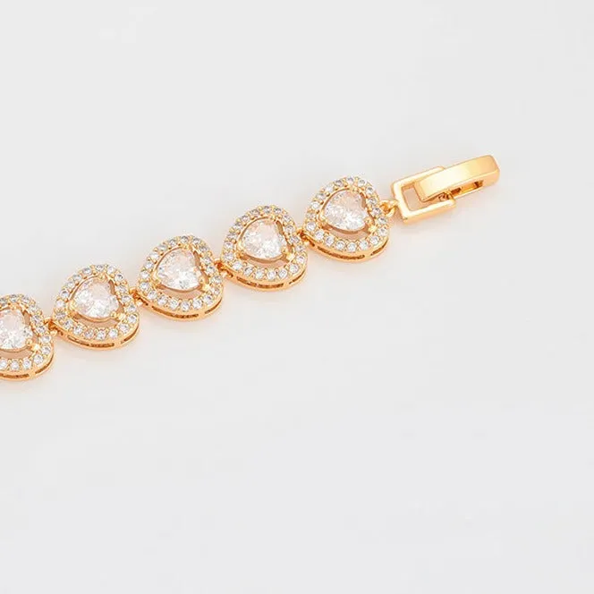 Heart Shape 18K Gold Plated Zirconia Bracelet