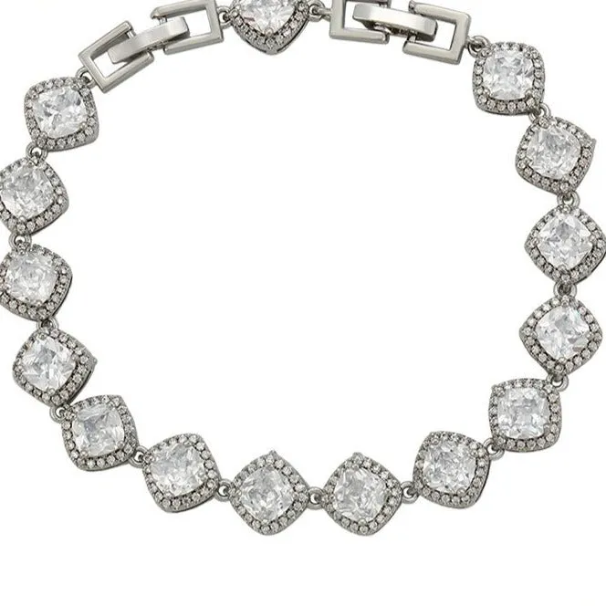 White Gold Princess Cut Zirconia Bracelet