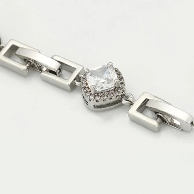 White Gold Princess Cut Zirconia Bracelet