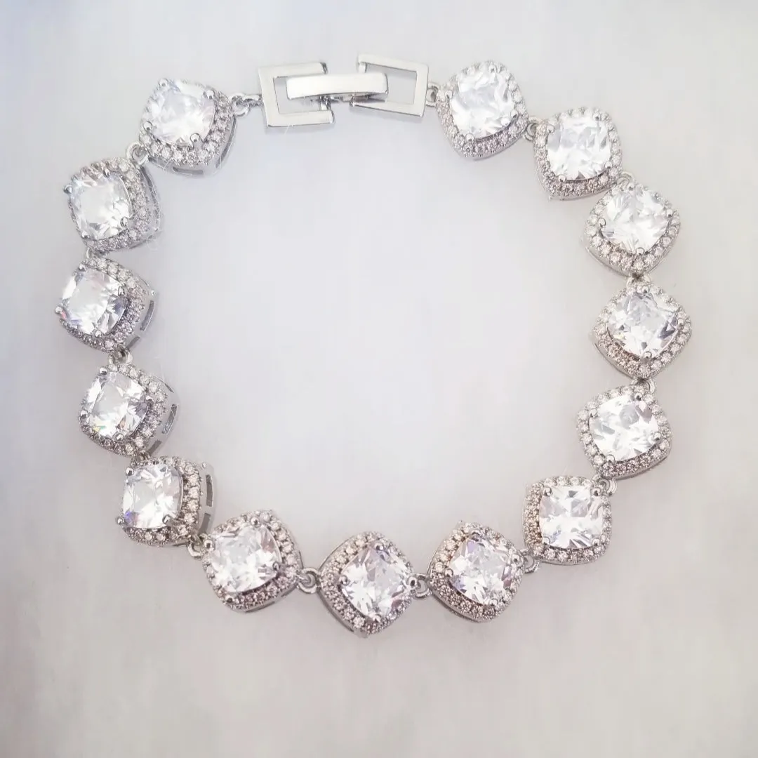 White Gold Princess Cut Zirconia Bracelet