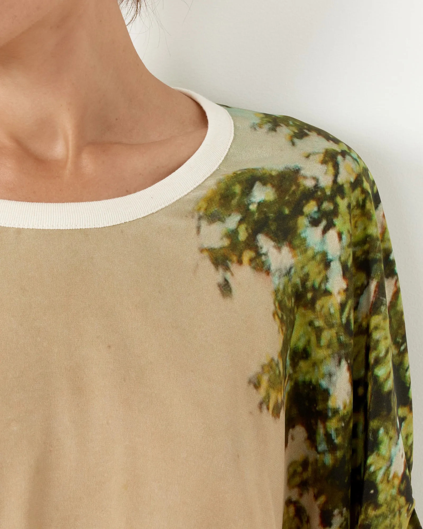 Silk Sweatshirt Wide Top Print F