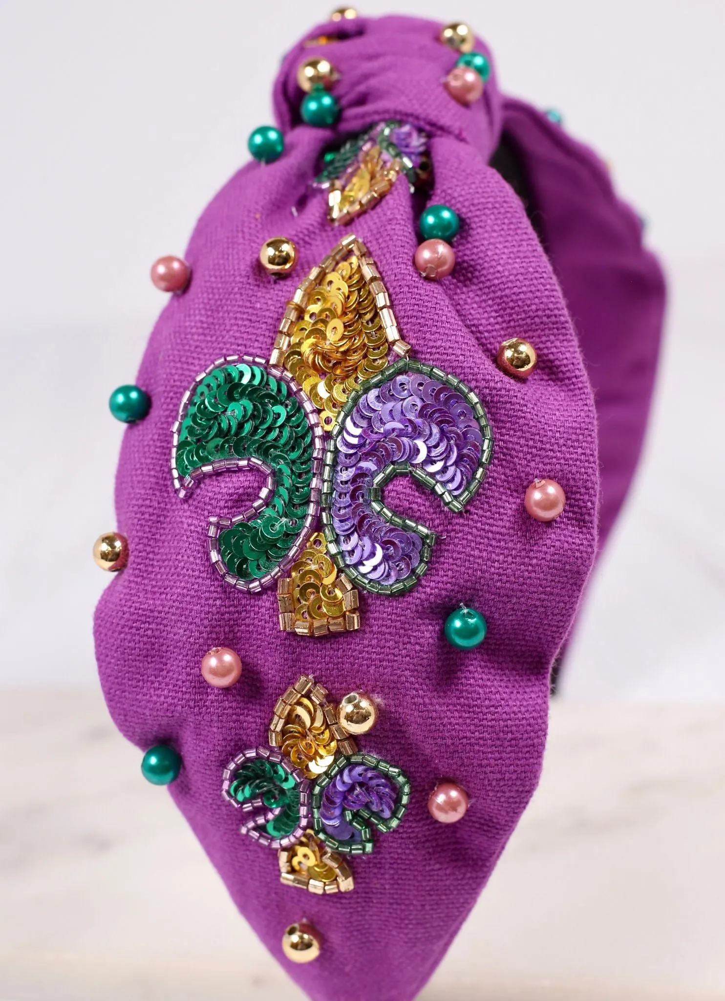 Purple Jazzy Fleur De Lis Headband