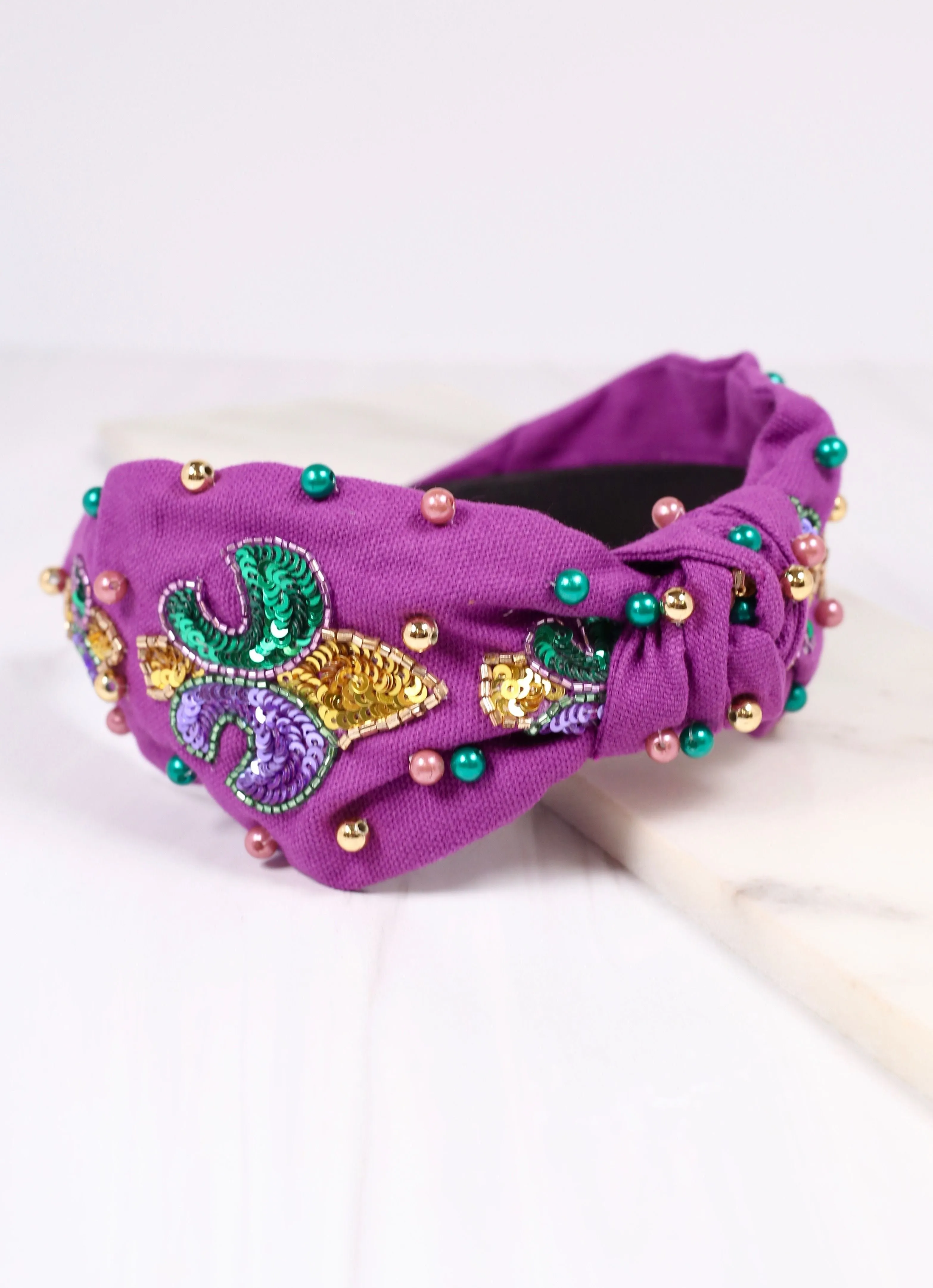 Purple Jazzy Fleur De Lis Headband