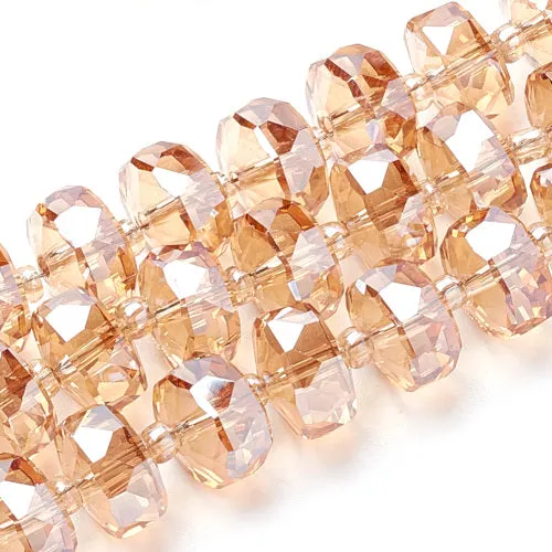 Faceted Rainbow Plated Peach Puff Beads