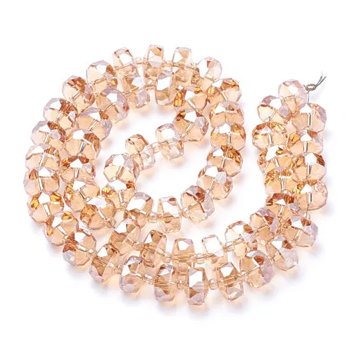 Faceted Rainbow Plated Peach Puff Beads