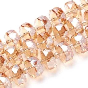 Faceted Rainbow Plated Peach Puff Beads