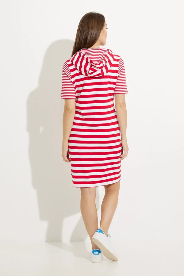 Red White Striped Drawstring Dress