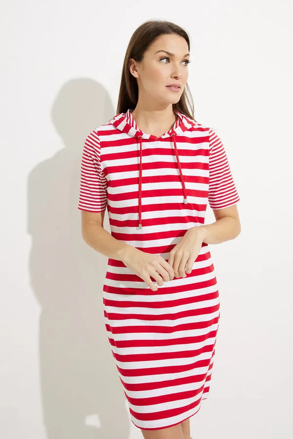 Red White Striped Drawstring Dress