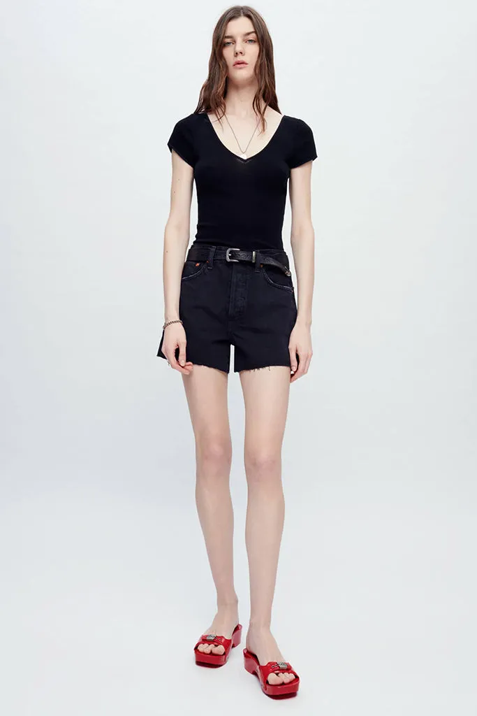 Washed Black 90's Low Slung Shorts by RE/DONE