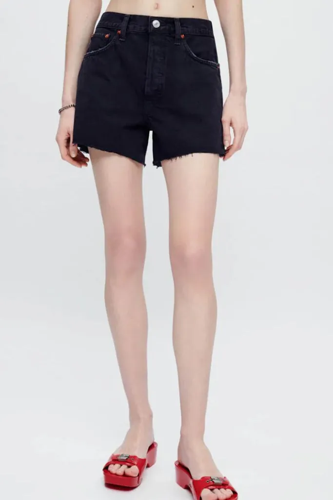 Washed Black 90's Low Slung Shorts by RE/DONE