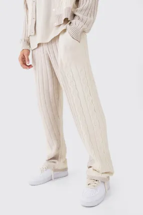 Relaxed Fit Cable Knitted Sweatpants