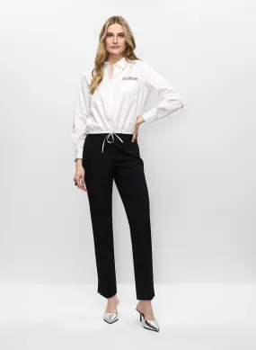 Rhinestone Embellished Blouse & Ankle-Length Trousers