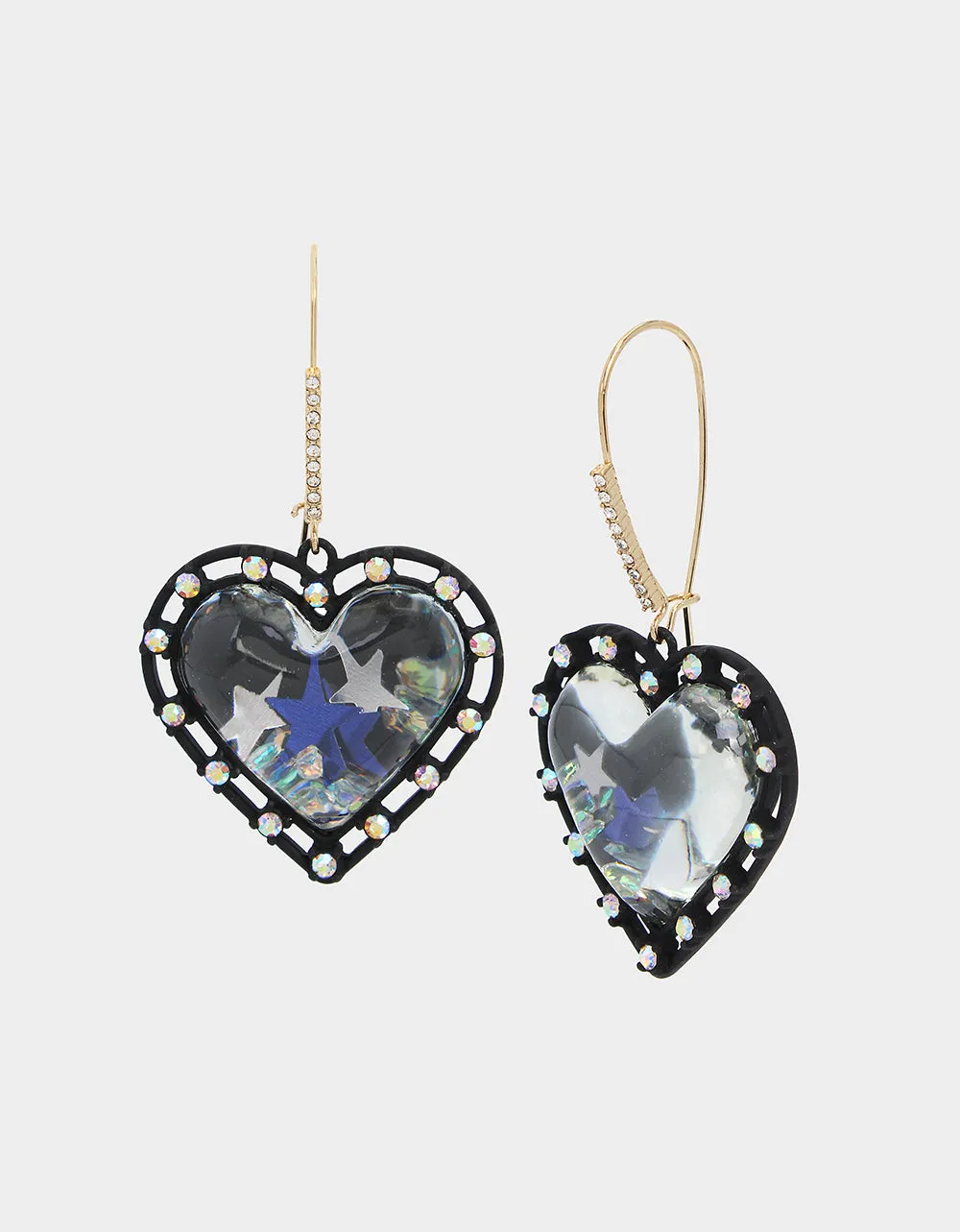 Rhinestone Heart Hook Earrings: SHINE BRIGHT