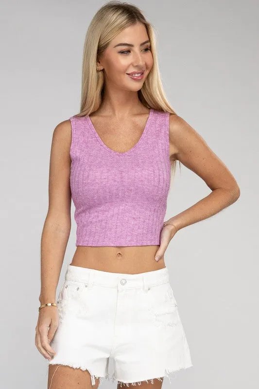 Sleeveless Ribbed Top with Scoop Neck