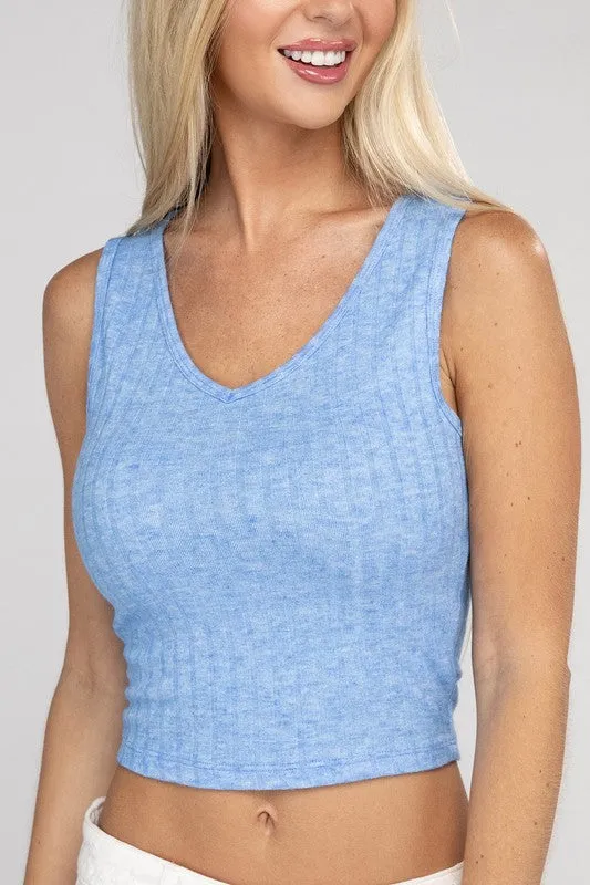 Sleeveless Ribbed Top with Scoop Neck