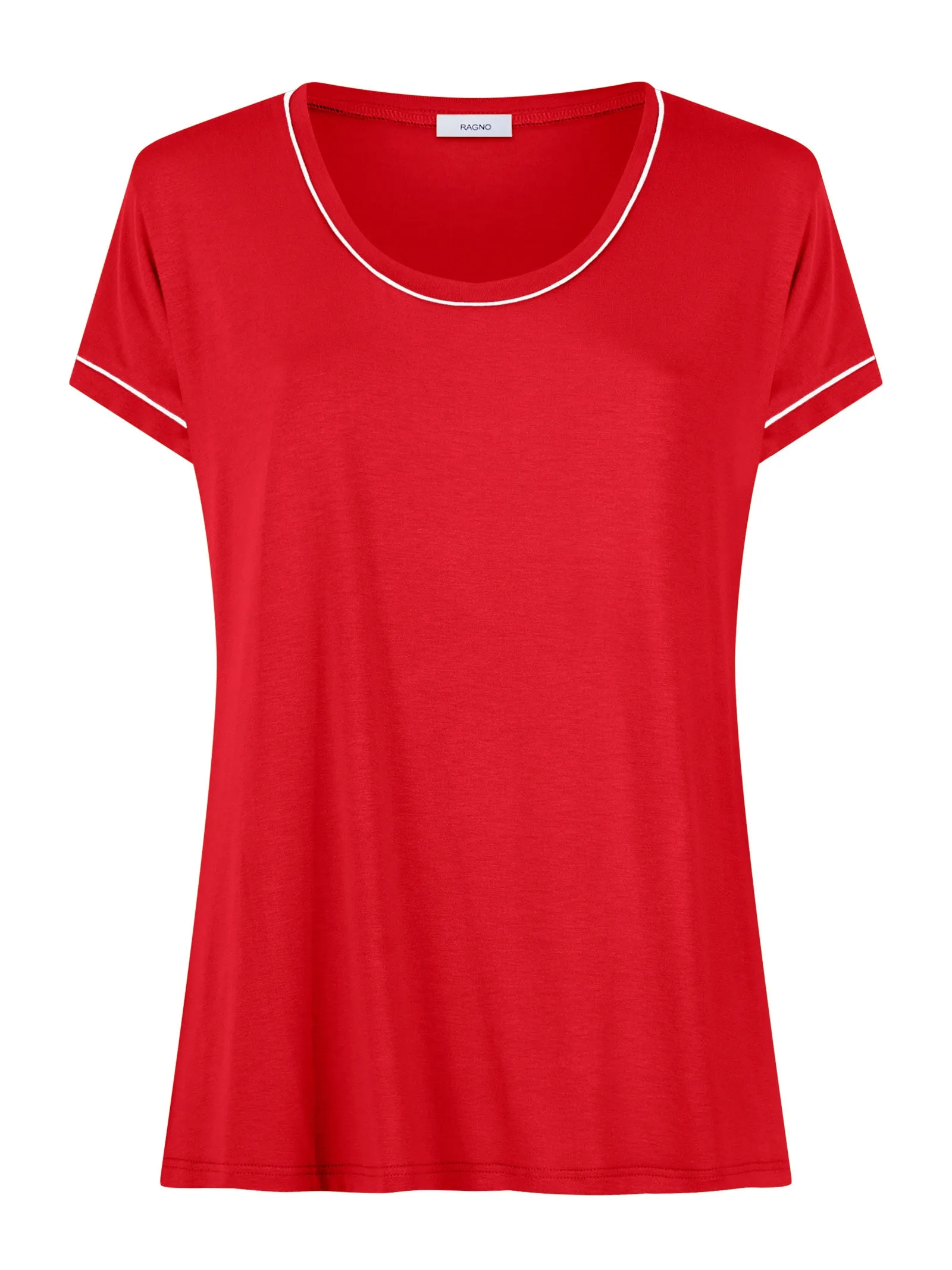 Round Neck Viscose Summer Maxi T-shirt - Ribbon Red