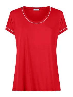 Round Neck Viscose Summer Maxi T-shirt - Ribbon Red