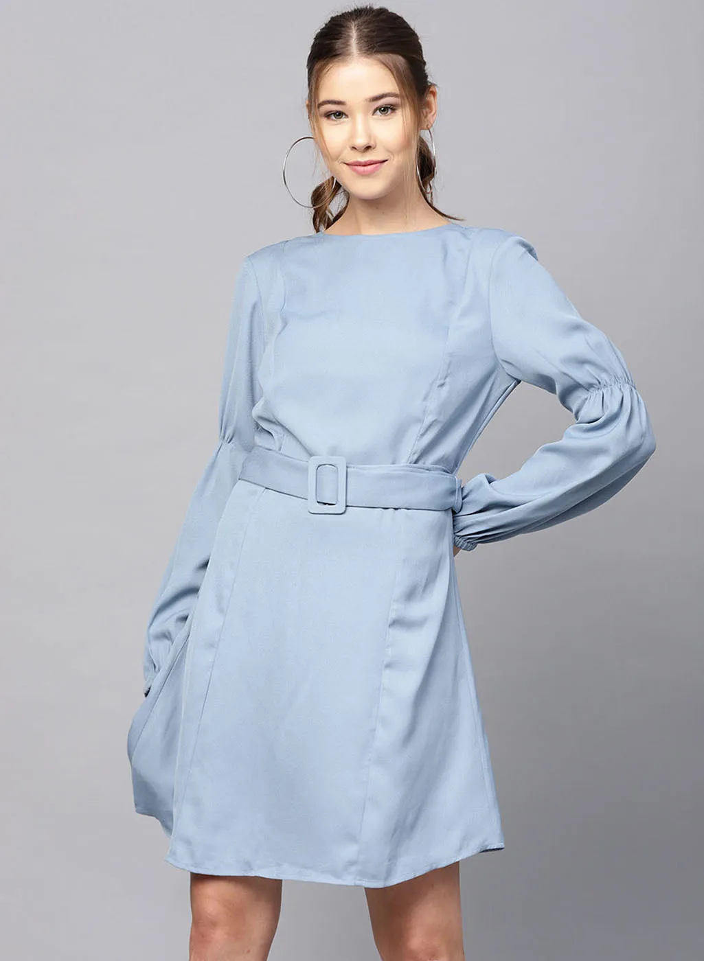 Dress With Buckle Waist Tie-Up