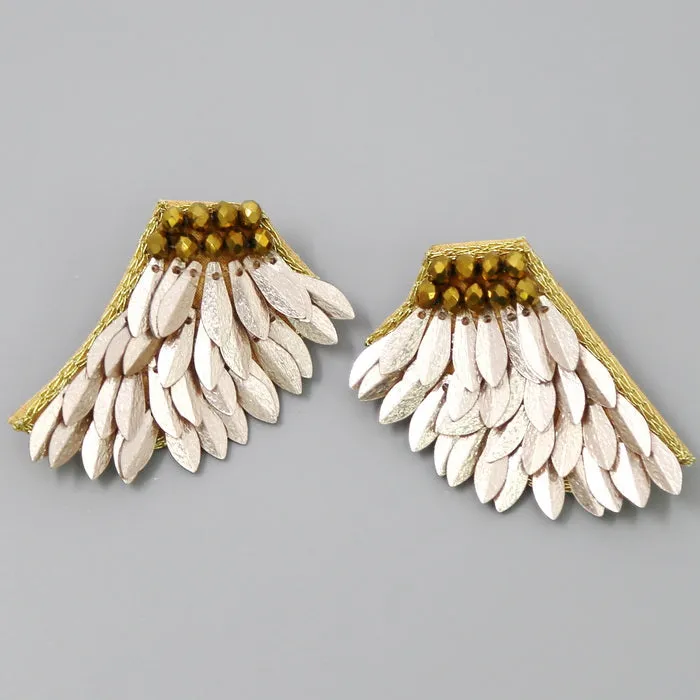 Sequin Stud Earrings with Angel Wings