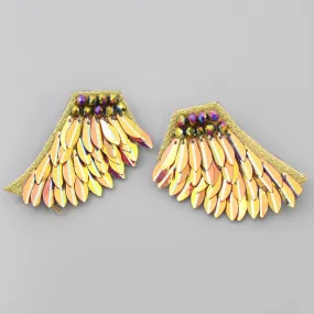 Sequin Stud Earrings with Angel Wings