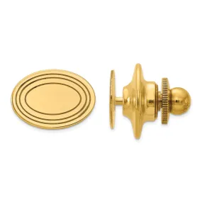 Small Grooved 14K Yellow Gold Lapel Pin, 12 x 8mm