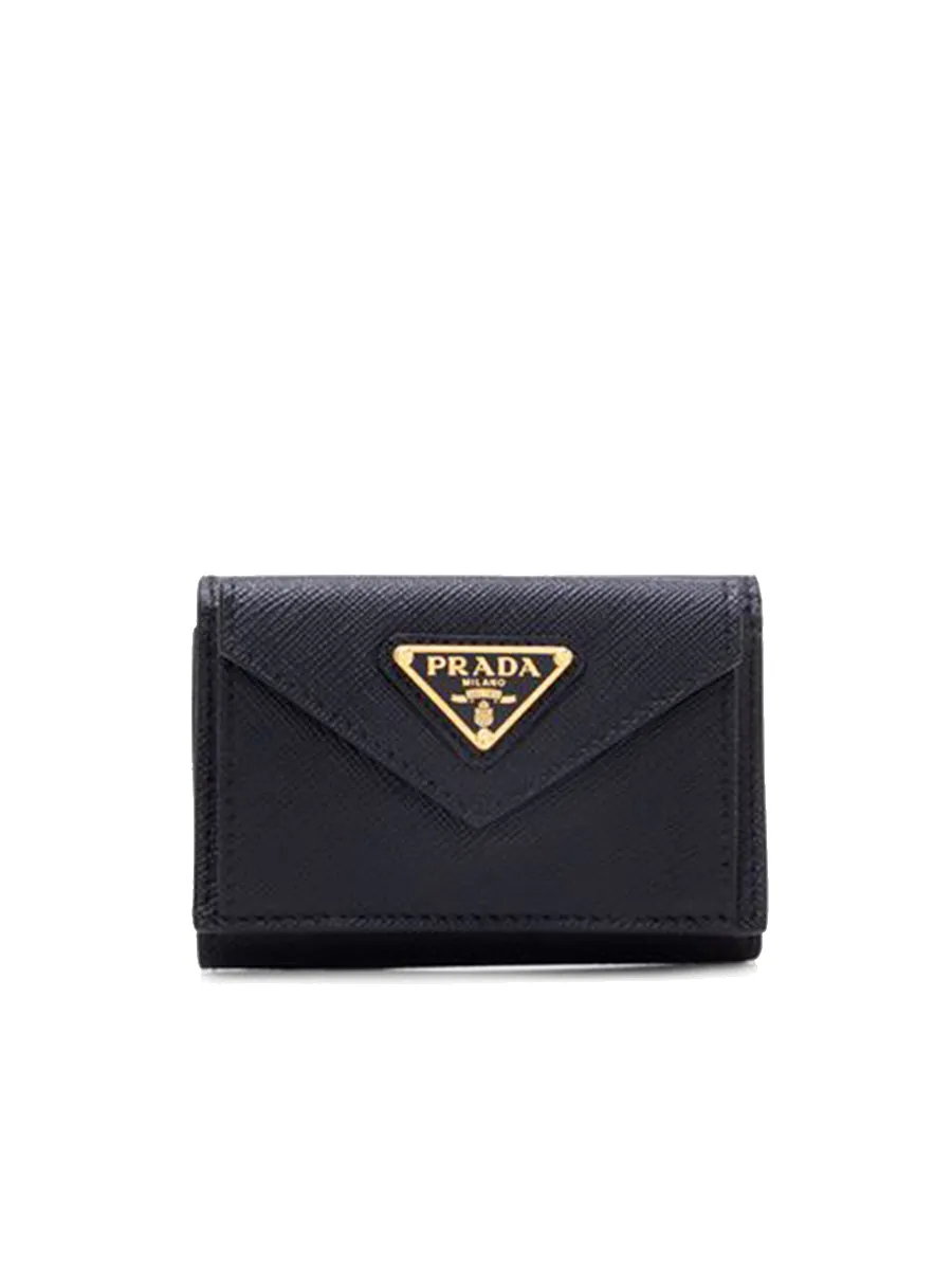Small Saffiano Leather Wallet in Black