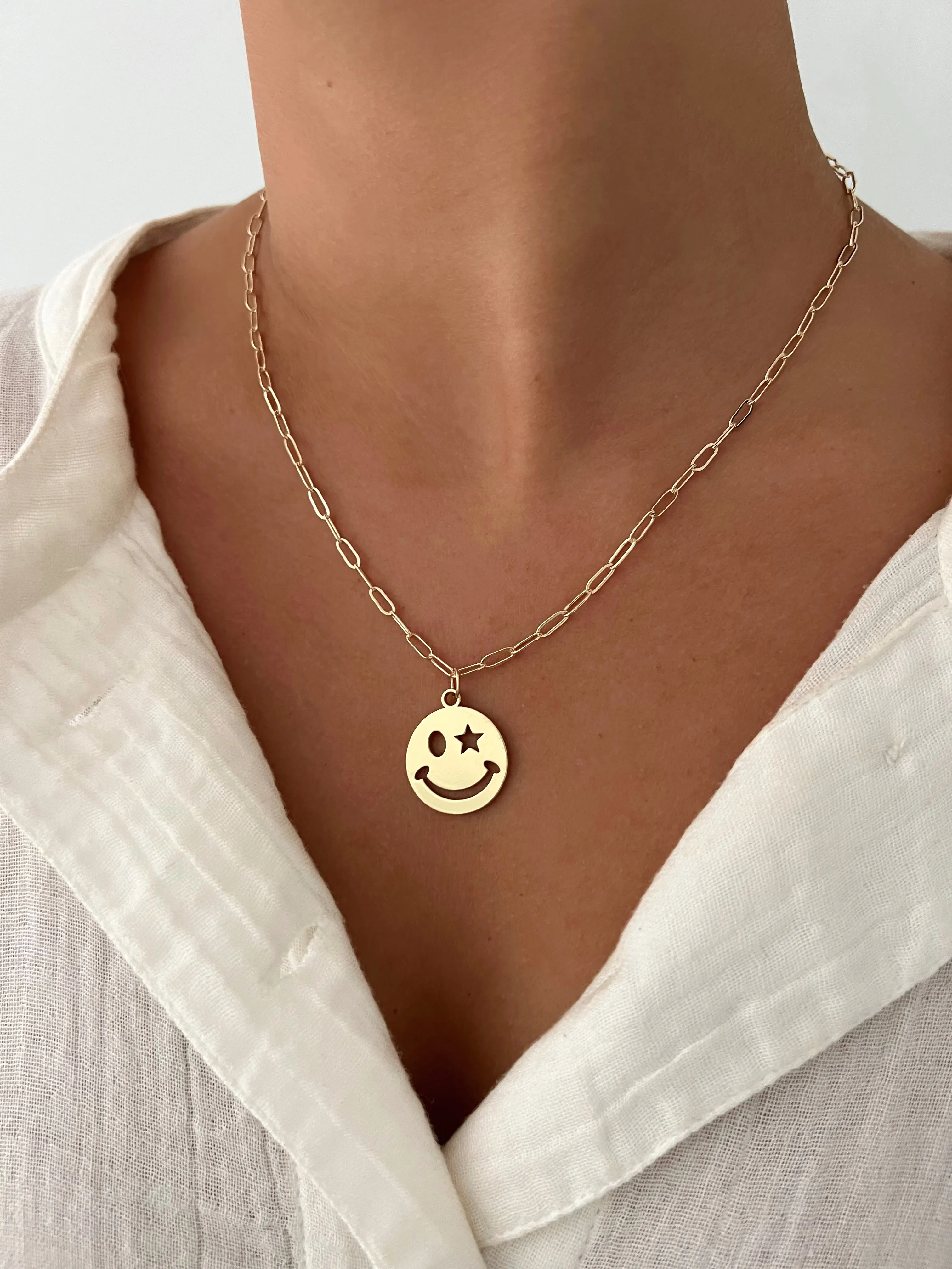 Smiley Star Pendant Necklace