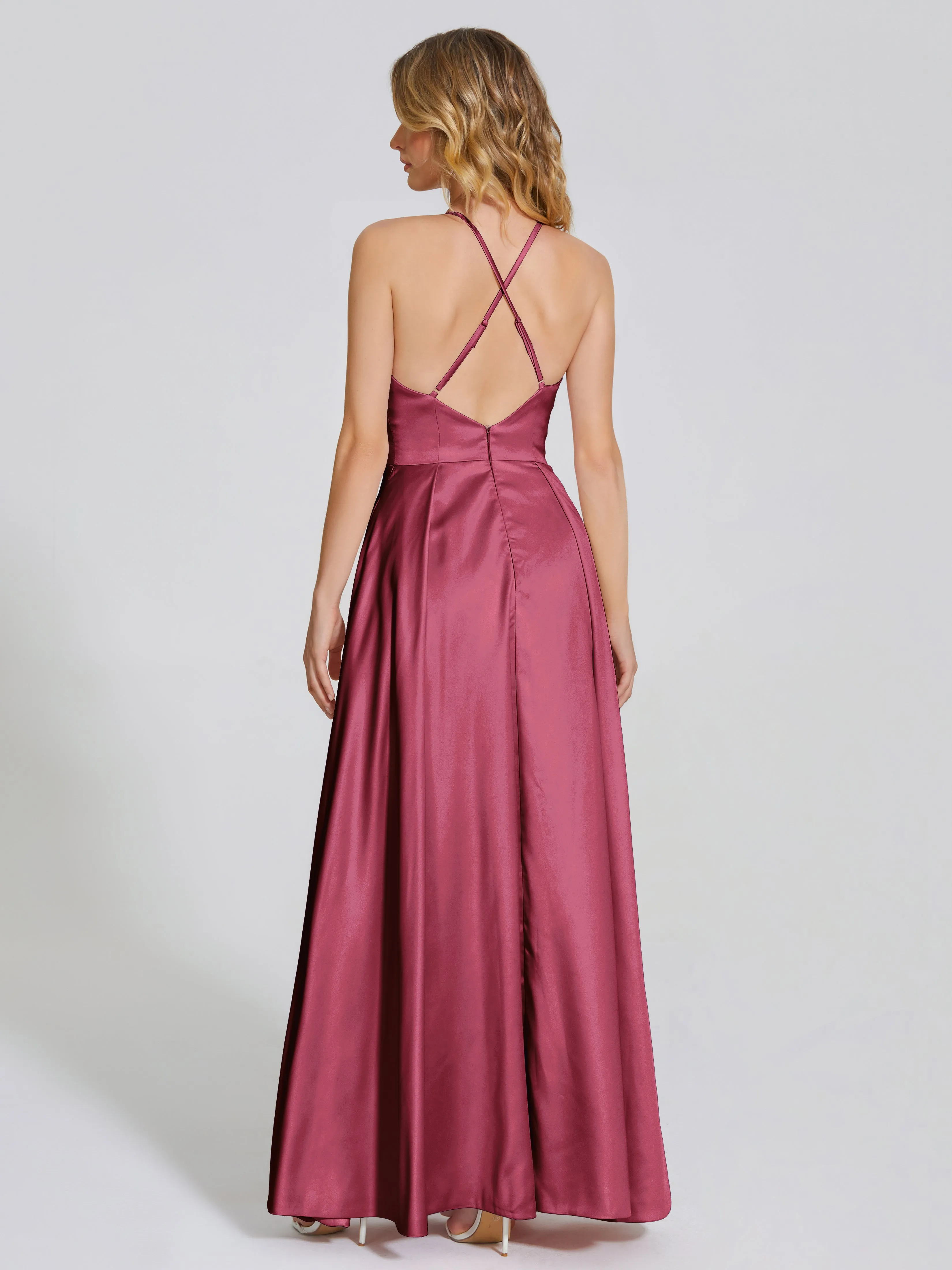 Dakota Cross-Back Split Soft Satin Bridesmaid Dress