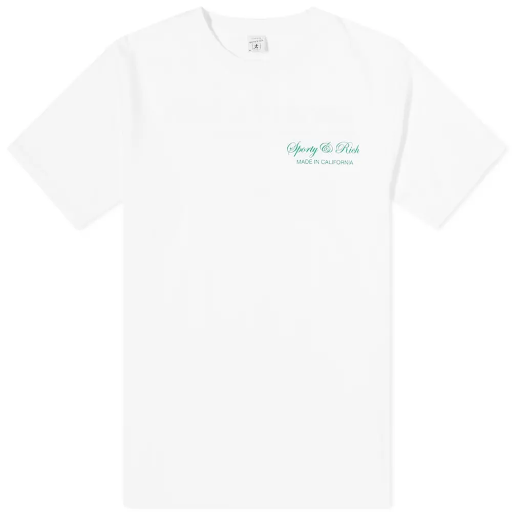 Sporty Rich Script Logo T ShirtWhite