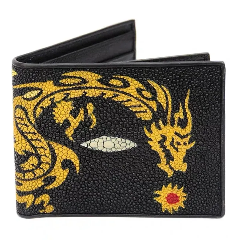 Stingray Skin Leather Card Holder Trifold Wallet