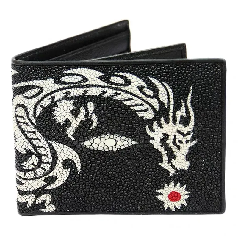 Stingray Skin Leather Card Holder Trifold Wallet