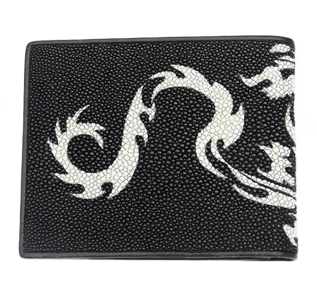 Stingray Skin Leather Card Holder Trifold Wallet