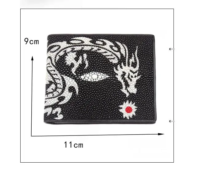 Stingray Skin Leather Card Holder Trifold Wallet