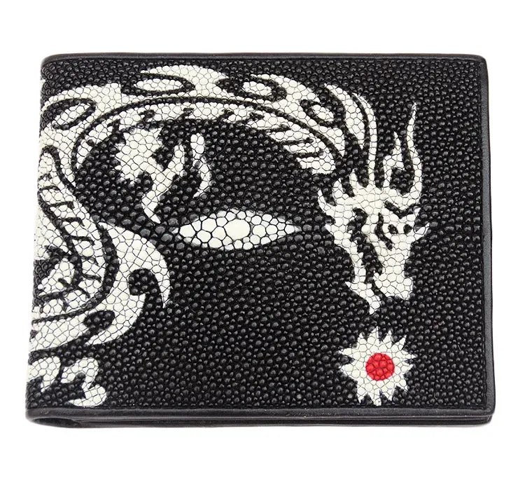 Stingray Skin Leather Card Holder Trifold Wallet