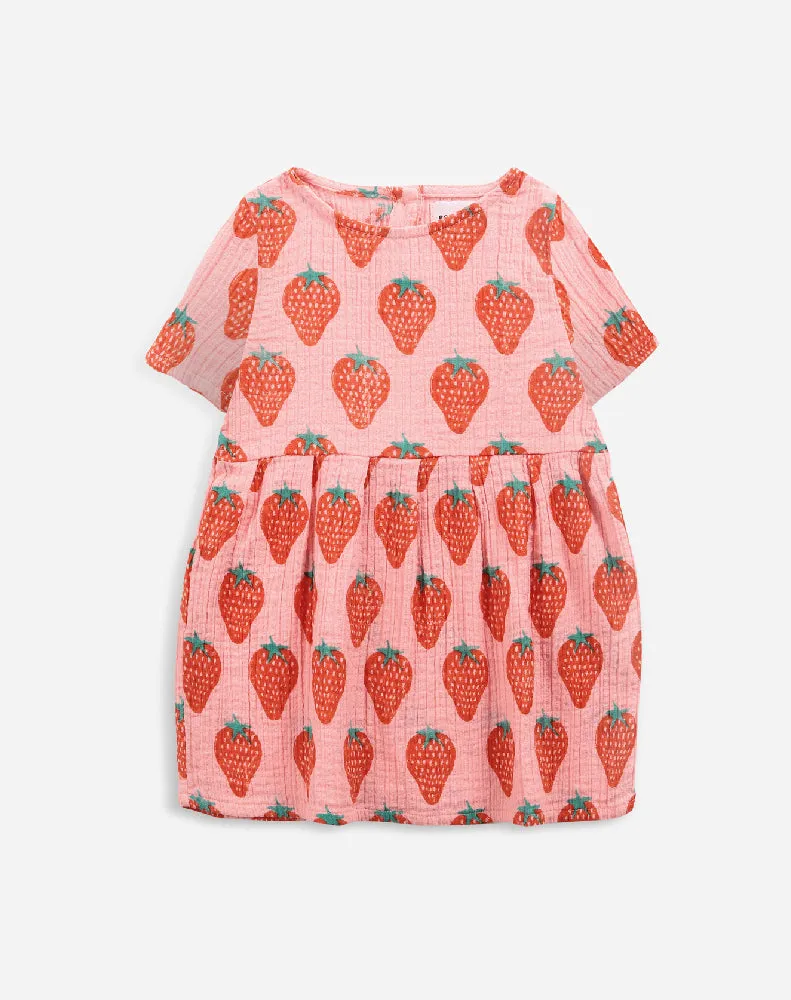 Strawberry Patterned Woven Dress