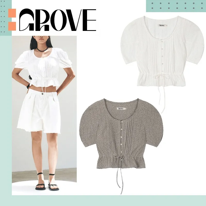 Street Style Logo Short Sleeves Cotton Top by GROVE