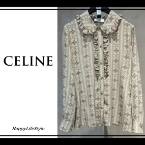 Casual Silk Long Sleeves with Stripes Monogram by CELINE