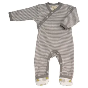 Grey Striped Romper Sleepsuit