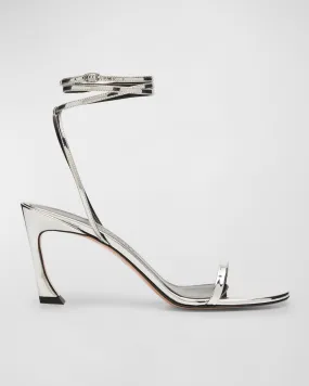 Stylish Fade Vegan Metallic Sandals with Ankle-Wrap Design