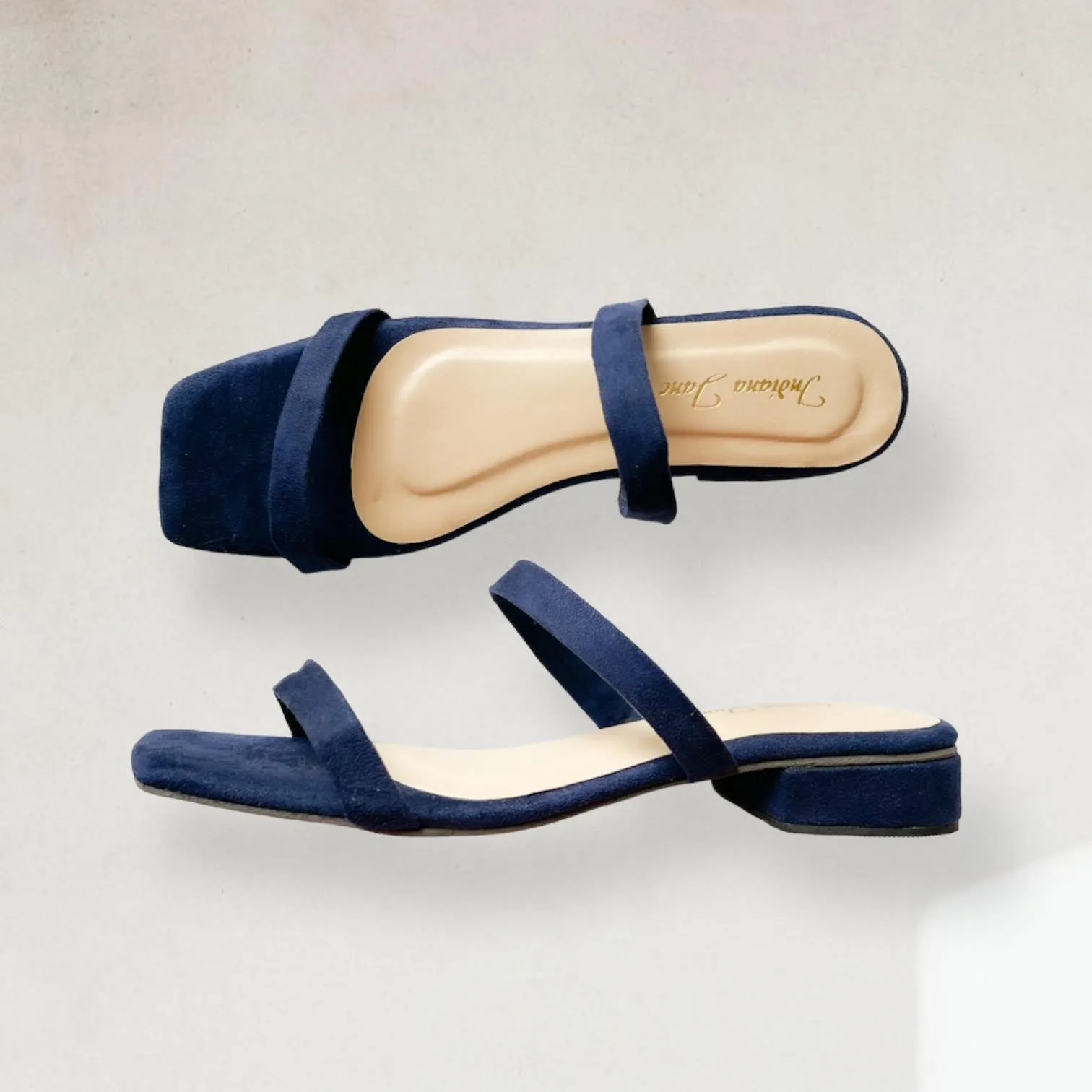 Suede Low Block Heel Sandals by ZAHARA