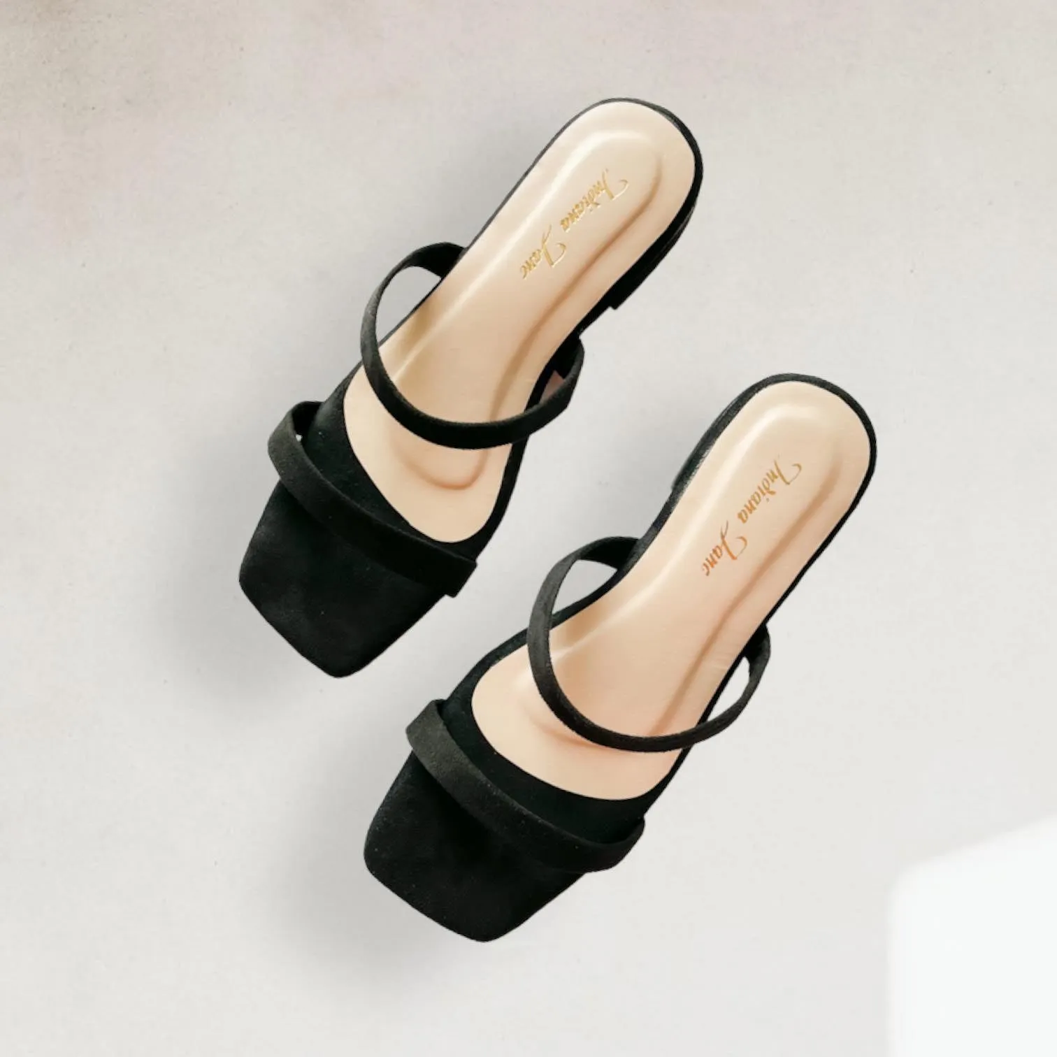 Suede Low Block Heel Sandals by ZAHARA