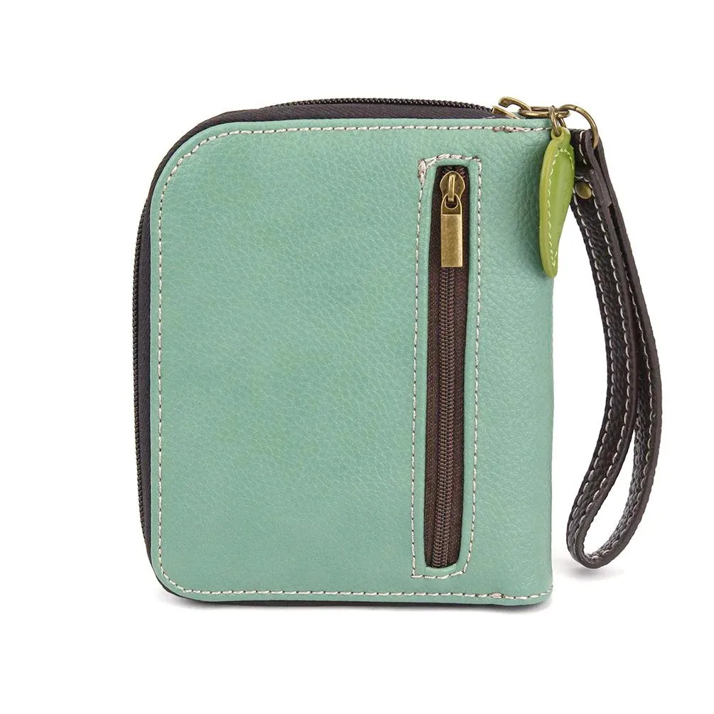 Teal Blue Bird Zip Wallet