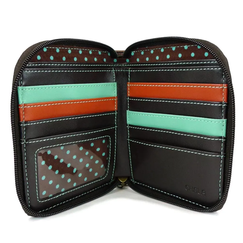 Teal Blue Bird Zip Wallet