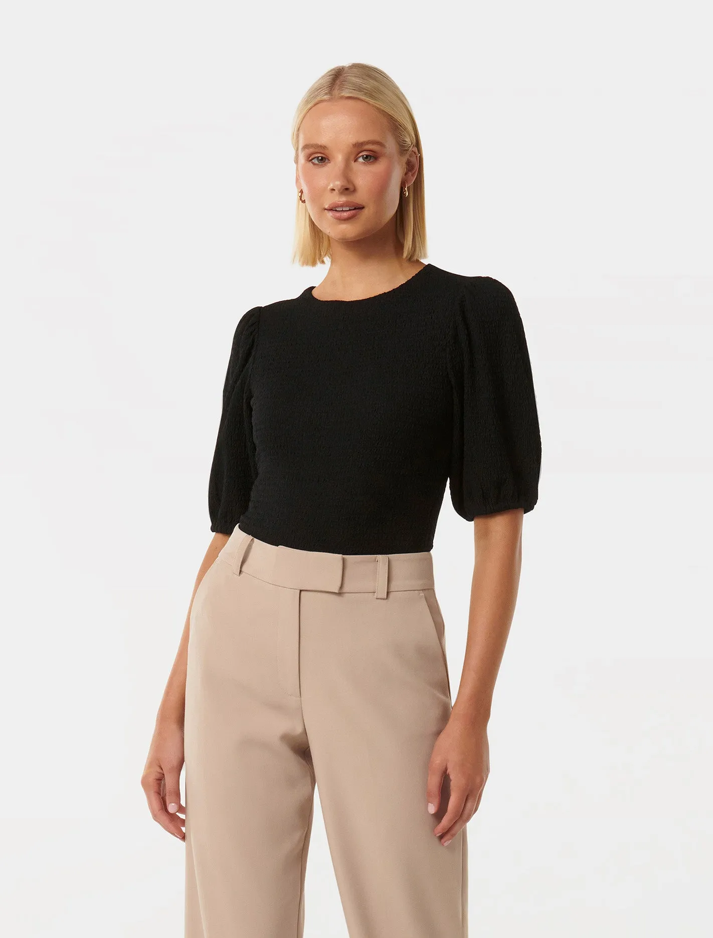 Jolanta Textured Top Puff Sleeve