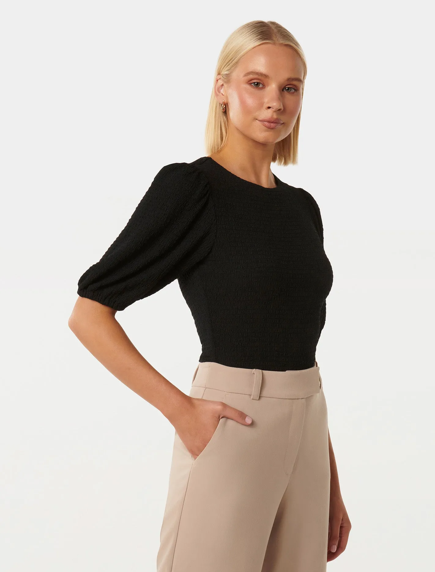 Jolanta Textured Top Puff Sleeve