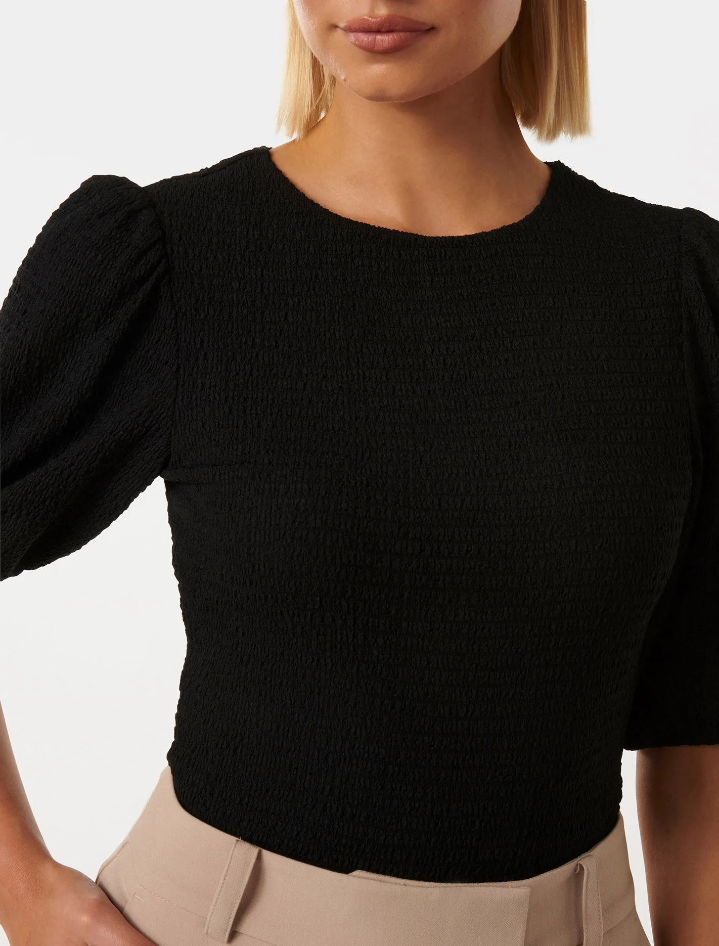 Jolanta Textured Top Puff Sleeve