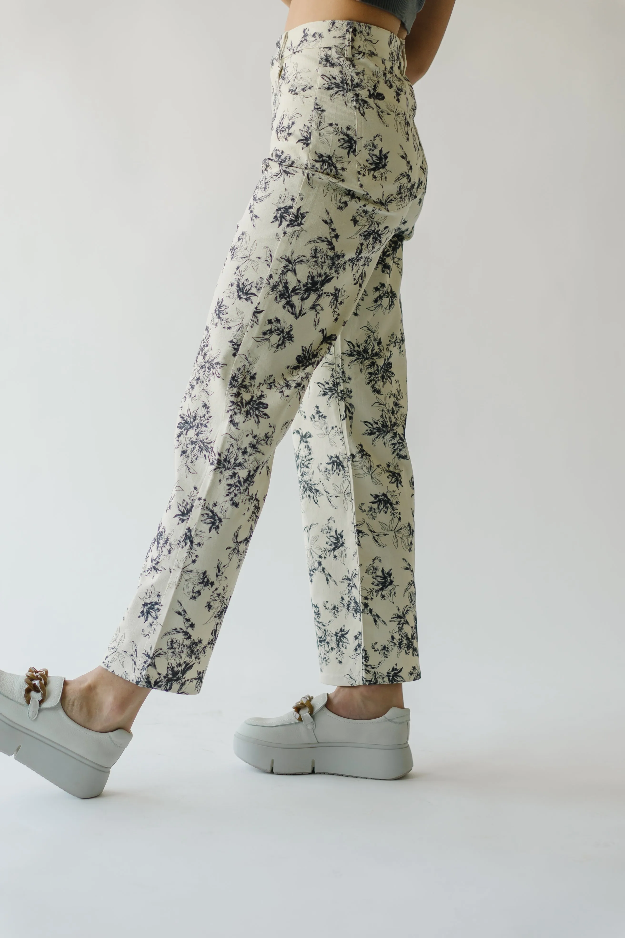 Watercolor Floral Print Ivory Pants