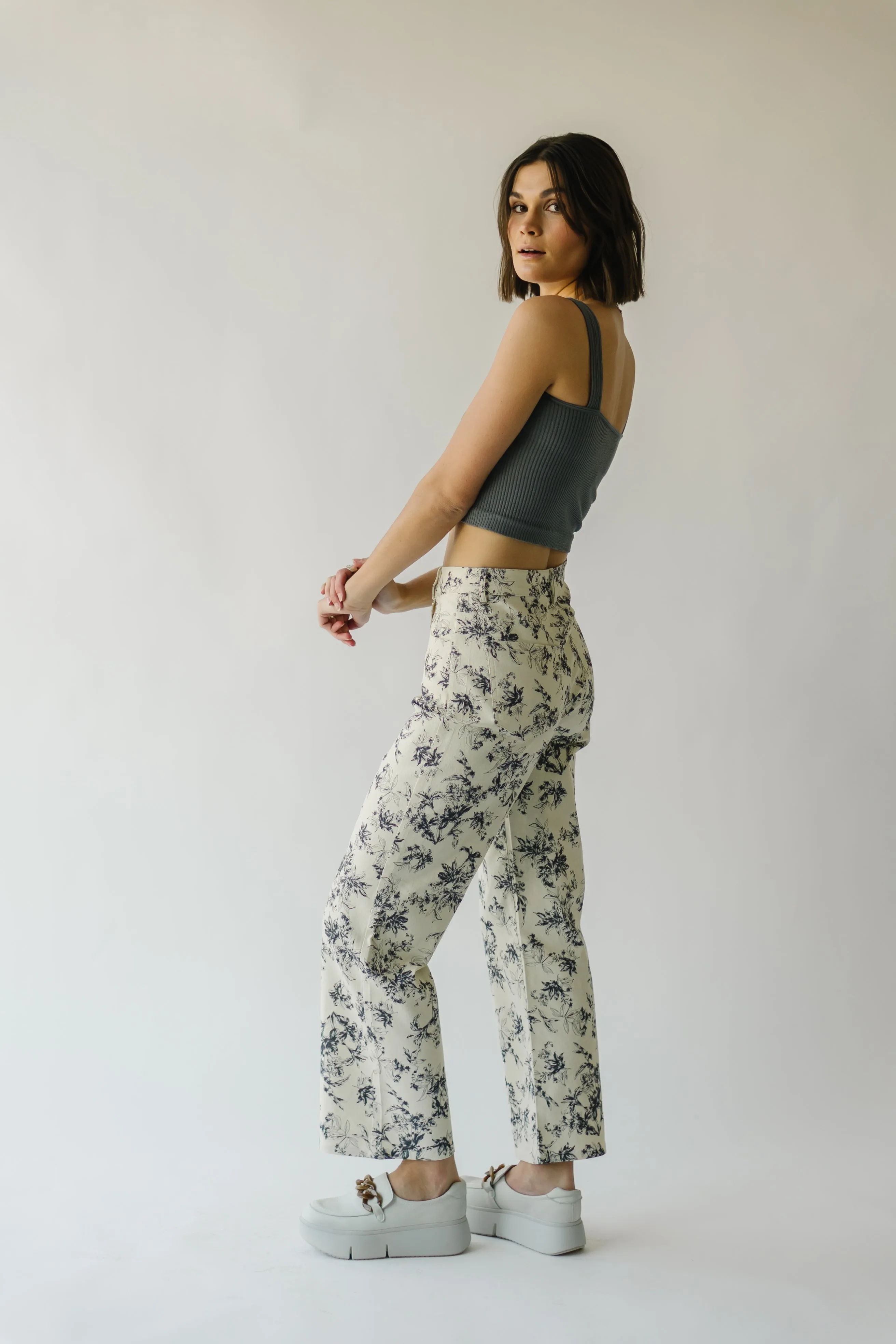 Watercolor Floral Print Ivory Pants